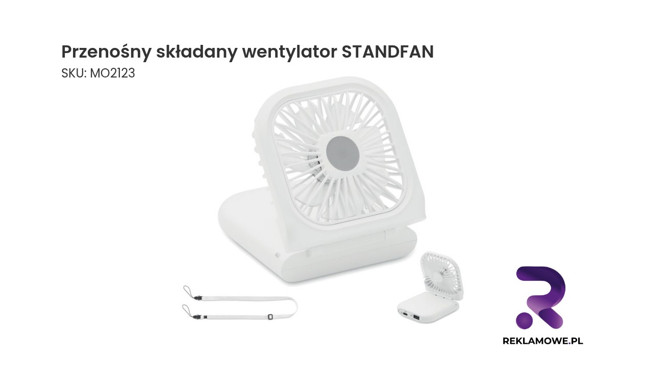 Przenośny składany wentylator STANDFAN na białym tle